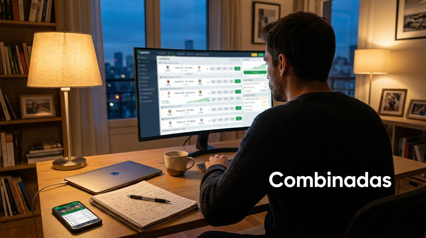 Persona analizando varios partidos de fútbol en una pantalla con datos estadísticos