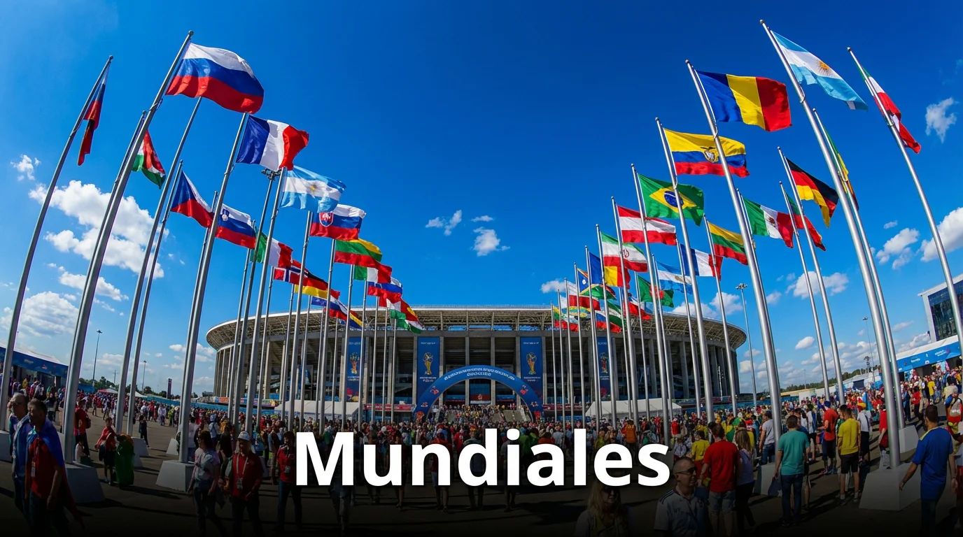 Banderas de diferentes países ondeando en un estadio durante un torneo internacional