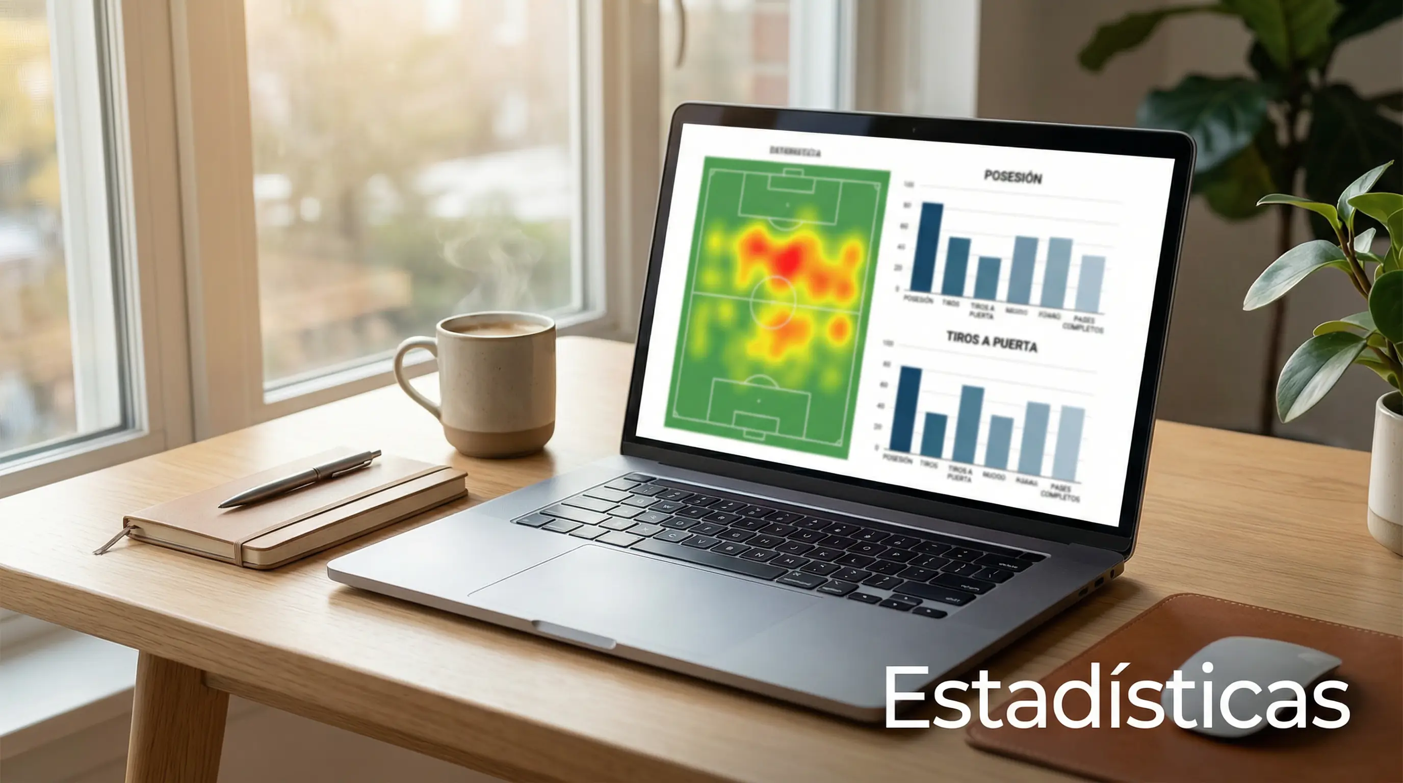 Pantalla de ordenador mostrando estadísticas detalladas de un partido de fútbol