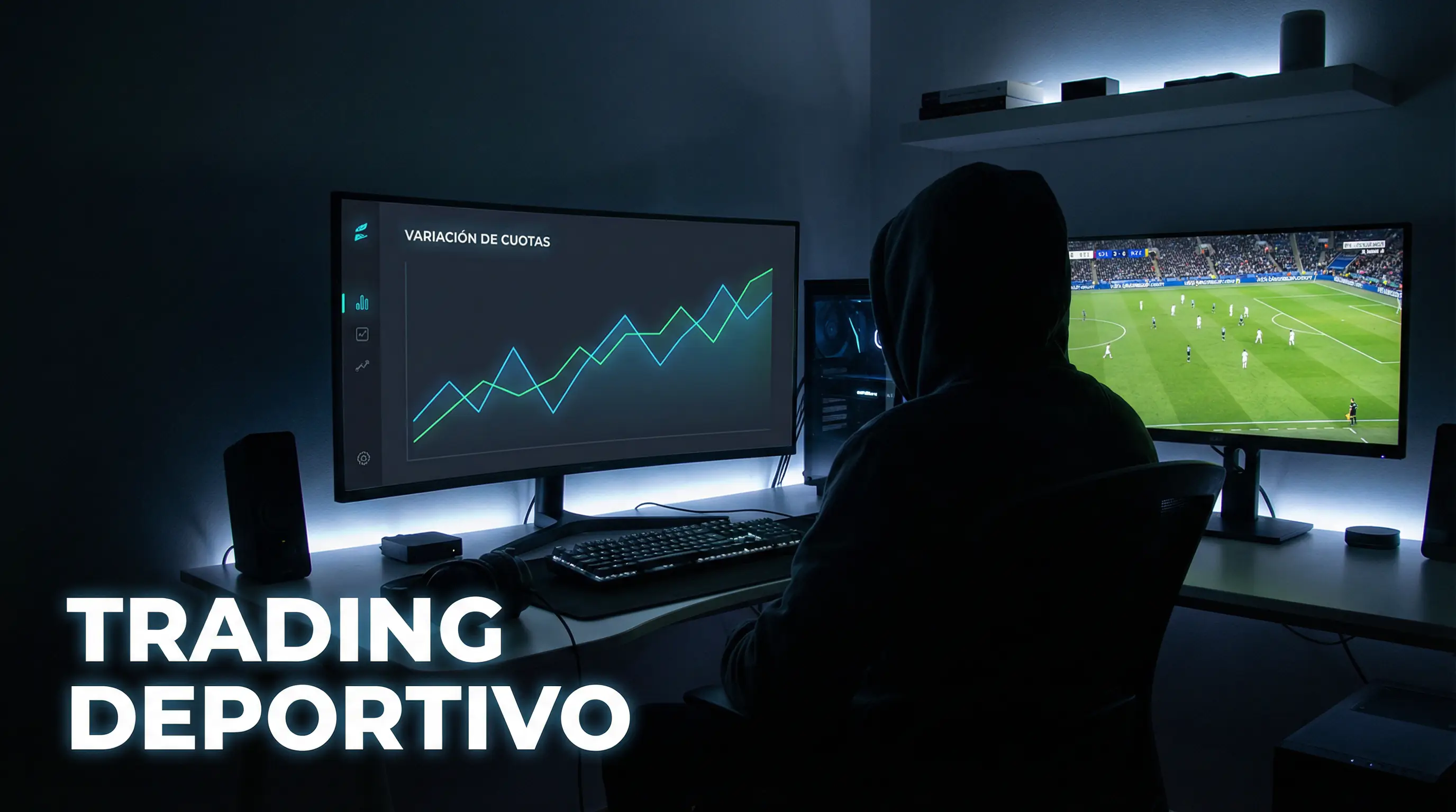 Pantalla de ordenador mostrando gráficos de movimiento de cuotas deportivas